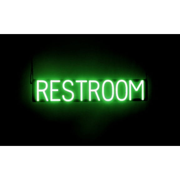 SpellBrite Neon-LED RESTROOM Sign With Dimming Capability. LED Bathroom Signs for Businesses, Restaurants, and More, 33 inches, Green