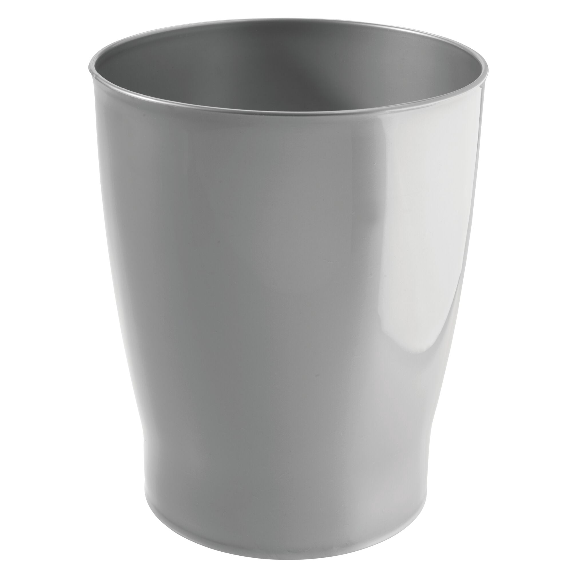 mDesign Small Round Bathroom 1.25 Gal. Trash Can Wastebasket, Silver