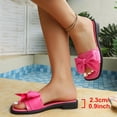 thumbnail image 4 of PiGOGI Women's Oversized Bow Slide Sandals Flat Non-Slip Comfortable Patent Leather Summer Slippers Pink 5.5, 4 of 9