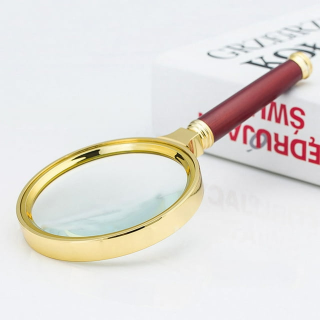 TIMIFIS Wooden Magnifying Glass 90mm Handheld 6X Magnifier Glass Reading Jewelry Aid Big Large Kitchen Appliances