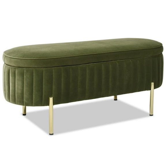 Pemberly Row Modern / Contemporary Glam Storage Bench Olive Green