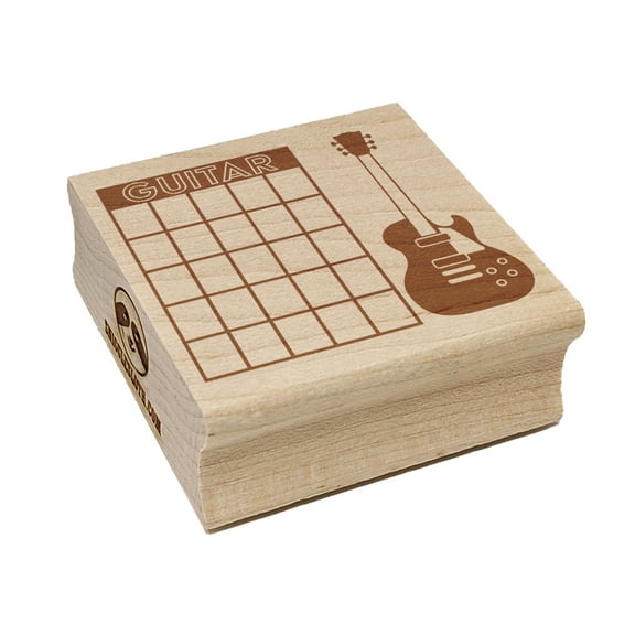 Electric Guitar Chord Chart Square Rubber Stamp Stamping Scrapbooking Crafting - Small 1.25in
