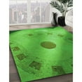 thumbnail image 3 of Ahgly Company Machine Washable Indoor Round Transitional Neon Green Area Rugs, 7' Round, 3 of 7
