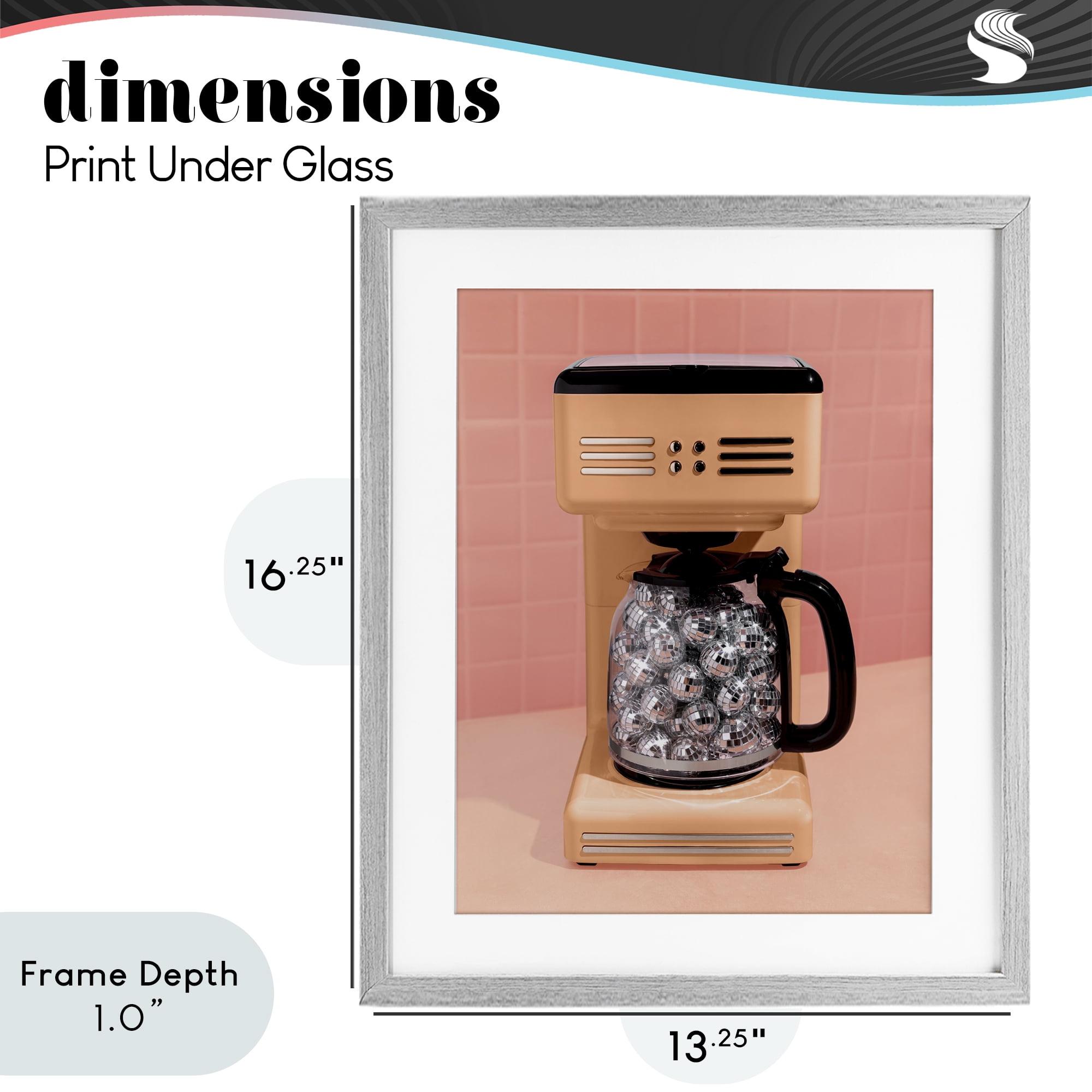 Stupell Industries Disco Coffee Maker over Orange Gray Framed Print Under Glass, design by LISH Creative