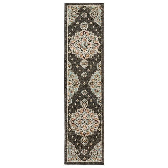 Mohawk Home Catalan Low Pile Latex Backed Stain and Fade Resistant Geometric Black Indoor Area Rug, 1' 11" X 10'