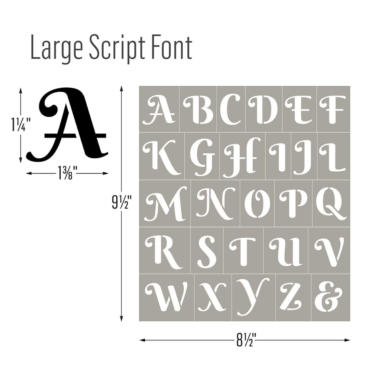 Ensemble de pochoirs adhésifs réutilisables FolkArt pour lettres et chiffres, 21,6 x 24,1 cm, police manuscrite, 3 pièces