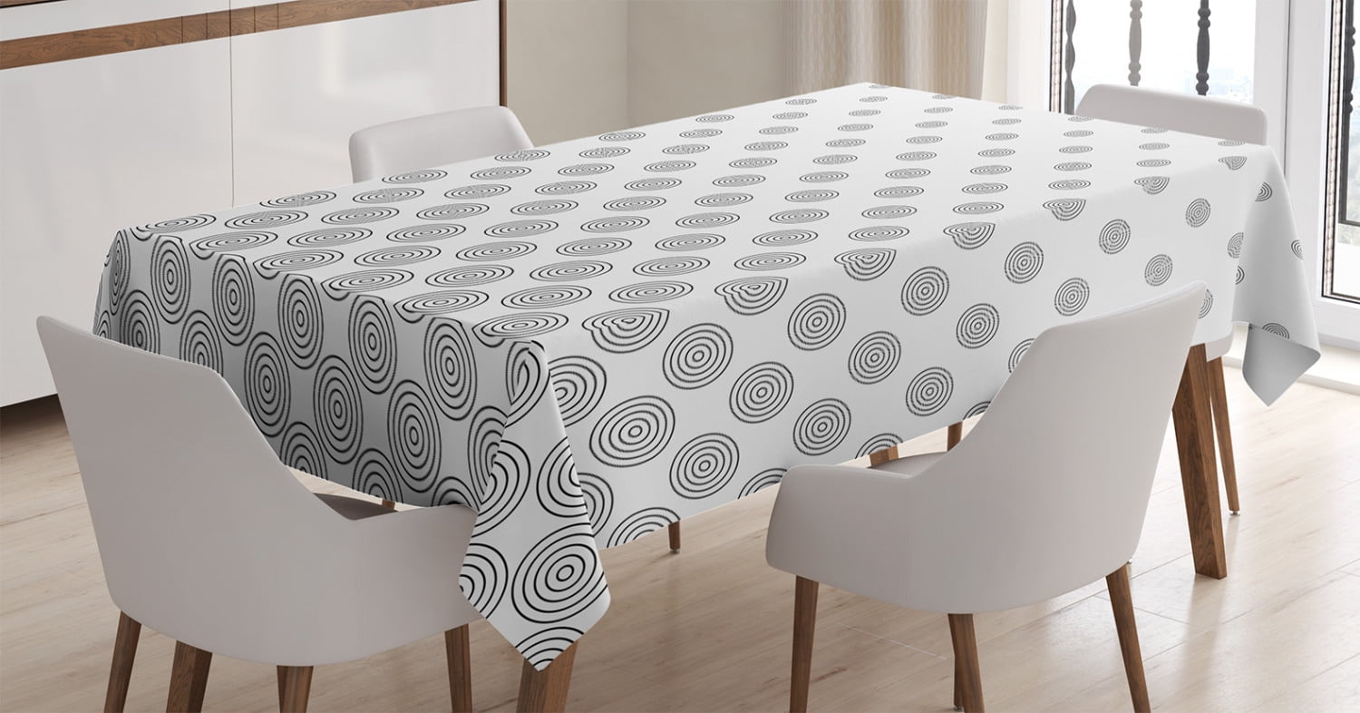 Geometric Circle Decor Tablecloth, Spiraling Rotary Circle Turning to ...
