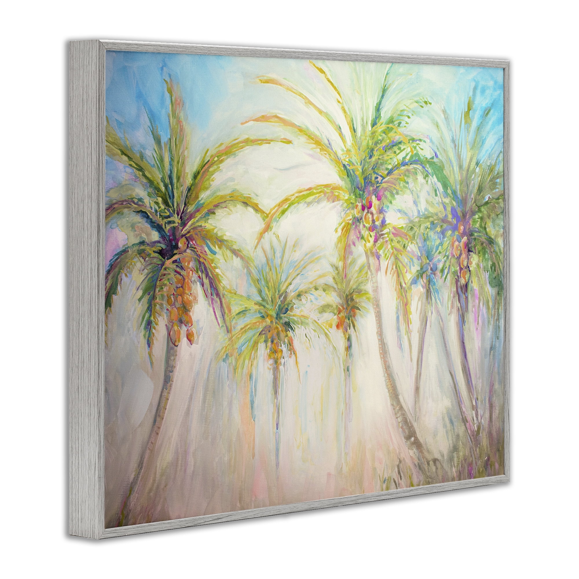 Stupell Industries Swaying Palms Abstract Botanical & Floral Painting Gray Framed Art Print Wall Art, 14 x 11