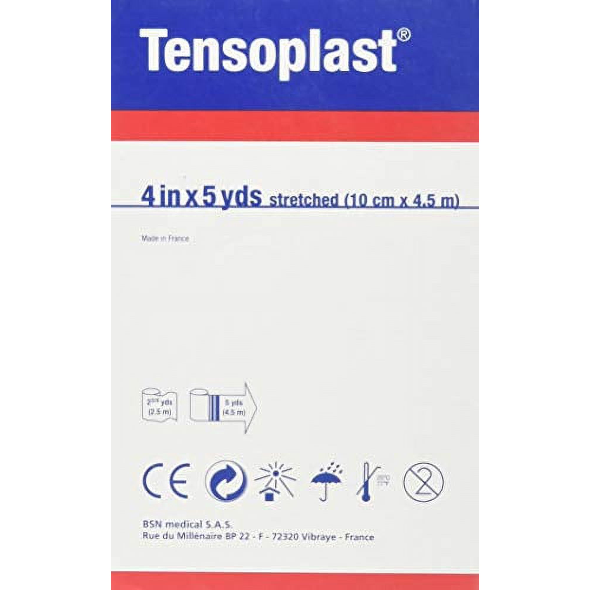 BSN Medical-20185 Tensoplast Elastic Athletic Tape, Provides Medium Support or Compression with High Adhesive Properties, Water Repellent and Air Permeable, Tan, 4" x 5 Yards, Roll