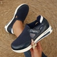 thumbnail image 5 of CHWshoes Shoes For Women Sneakers Slip Ons Canvas Shoes Fashion Casual Summer Low Top Platform Walking Flats Loafers，Blue Size 41, 5 of 8