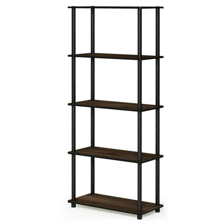 Furinno 23.6 W x 11.6 D x 57.4 H 5-Shelf Decorative Shelves, Brown and Black
