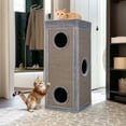 thumbnail image 2 of Pefilos 39" Indoor Cat Cave Bed, Cat House Scratcher Furniture, Cat Condo with Scratching Posts, 3 Hideaways, 4 Soft Plush Cushions, Gray, 2 of 11