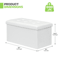 thumbnail image 2 of Magshion 30" Collapsible Storage Ottoman Bench, PU Leather Folding Footrest Ottoman with Storage, for Living Room Bedroom Entryway, White, 2 of 8