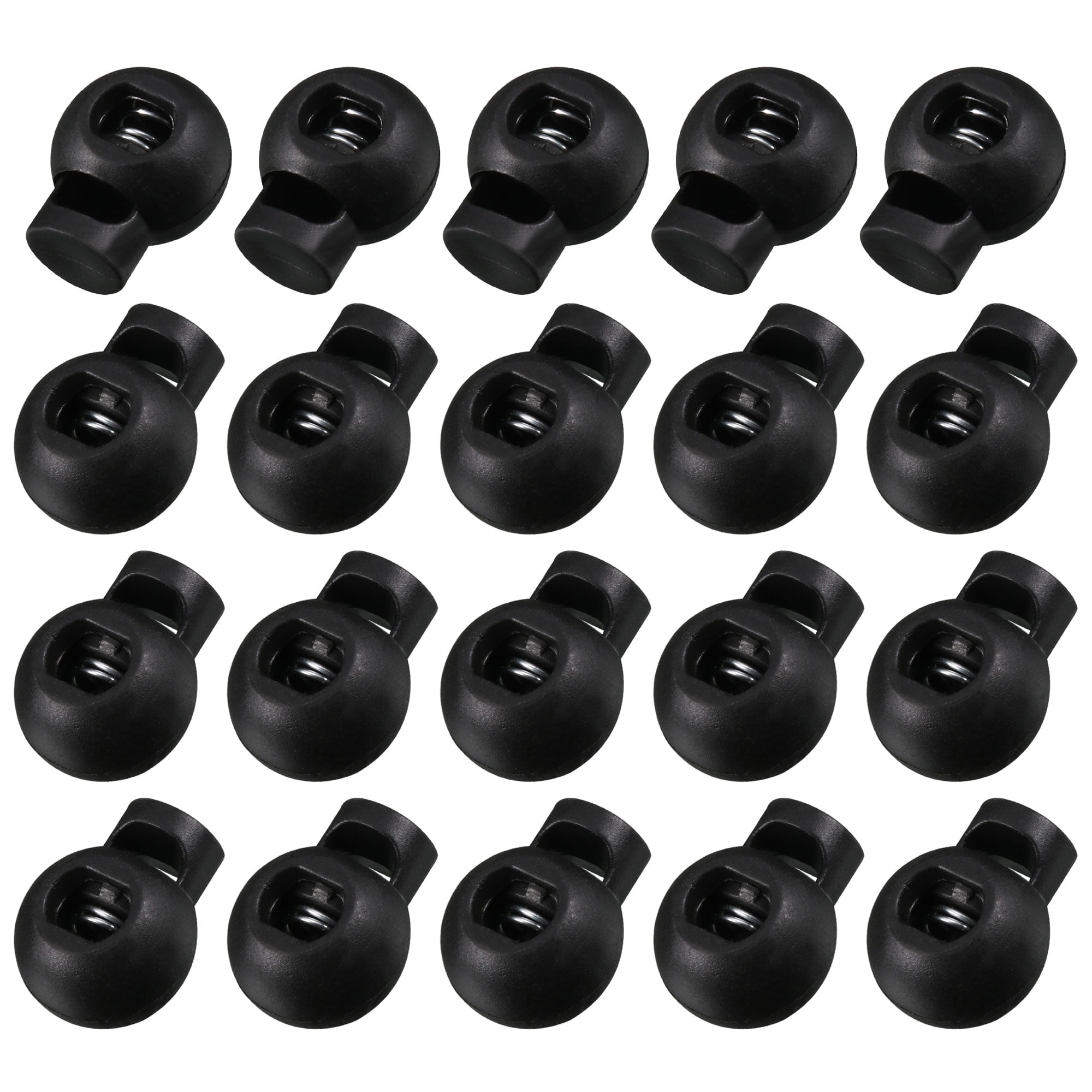 Uxcell Plastic Sewing Fasteners Double Hole Spring Cord Toggle, Black 20 Count