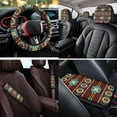 thumbnail image 4 of Pzuqiu Southwestern Aztec 14 Pcs Interior Covers Easy Install Front Saddle Blanket Rear Split Bench Cover Steering Wheel Center Console Pad Shoulder Strap Pads Seat Headrest Coasters Keychain, 4 of 7