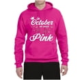 thumbnail image 2 of Wild Bobby In October We Wear Pink Crown Breast Cancer Awareness Unisex Hoodie Sweatshirt, Fuschia, Large, 2 of 6