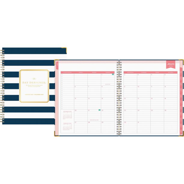 Blue Sky 8x10 Navy Stripe Weeklymonthly Planner Multicolor Walmart