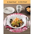 thumbnail image 3 of 15 Inch Round Placemats Set of 6, Valentine's Day Non Slip Heat Insulation PP Table Mats, Pink Romantic Truck Love Roses Red Plaid Washable Place Mats for Kitchen Dining Party Table Decor, 3 of 7