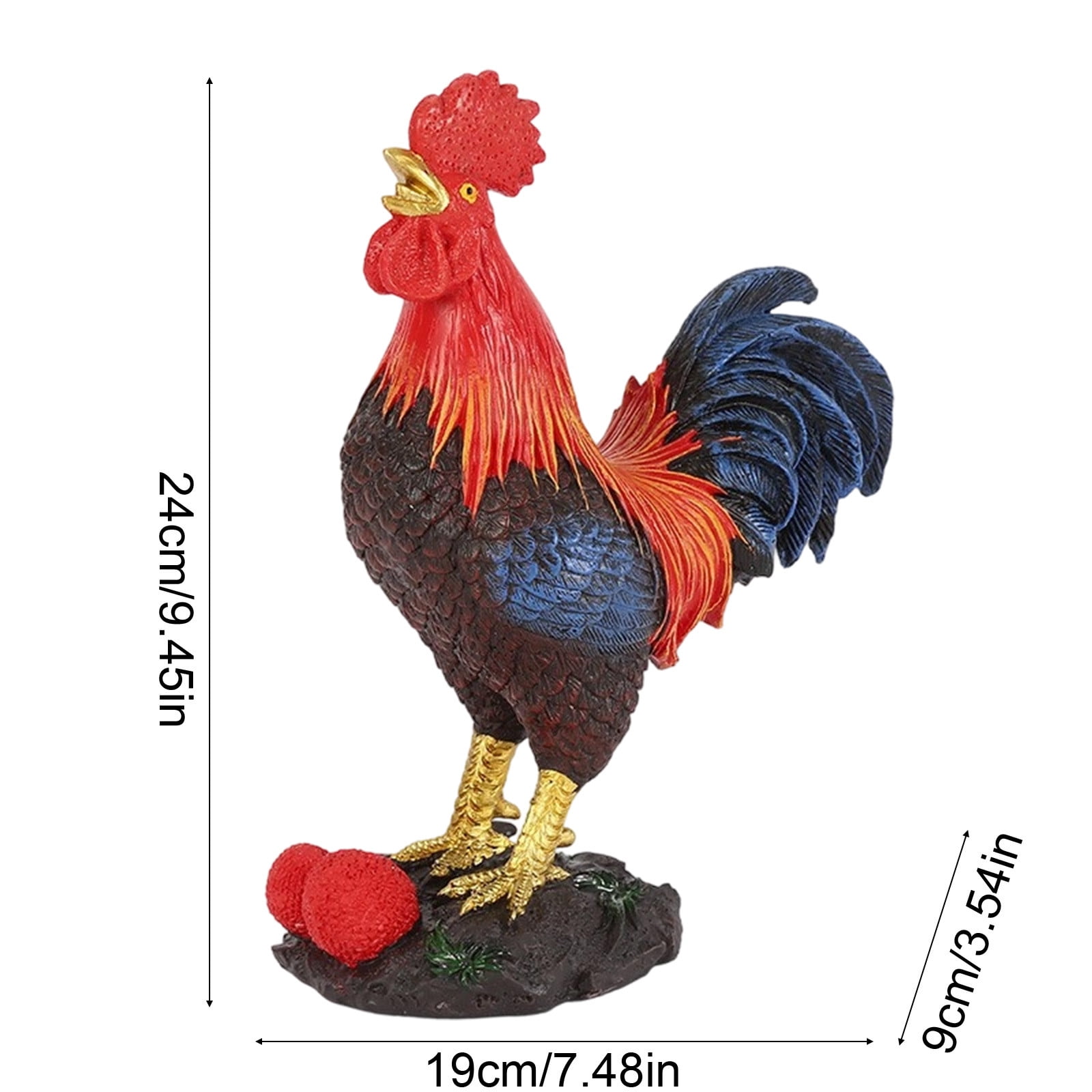 Qiopertar Metal Rooster Garden Statue, Handcrafted Iron Rooster Sculpture Outdoor Decor, Weather-Resistant Patio Backyard Chicken Yard Art Figurine for Lawn Garden Decoration