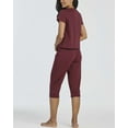 thumbnail image 4 of Real Essentials 2 Pack: Women's Cotton Pajamas Short Sleeve Tops and Capri Pants Pajama Sets with Pockets (Available In Plus), 4 of 6