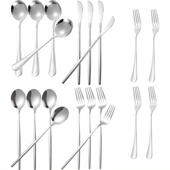 20-Piece Stainless Steel Flatware Set, Matte Silverware with Satin Finish, Complete Cutlery Service for 4, Dishwasher Safe for Daily Use