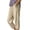 Beige, variant on Knee Length Summer Casual Elastic Waisted Side Split Button Shorts with Pockets for Women Linen