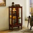 thumbnail image 4 of Lighted Curio Cabinet with 3-Tier Adjustable Shelves and Mirrored Back Panel, 44" H Glass Display with Tempered Glass Doors, Wooden China Cabinet for Living Room(E26 Light Bulb not Included), 4 of 9