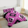 thumbnail image 3 of jejeloiu Southwestern Aztec Geometric Full Size Comforter Sets,Boho Exotic Style Bedding Comforter Set,Pink Black Bedding Sets For Men Women,Super Cozy Room Decor Reversible,3pcs, 3 of 8