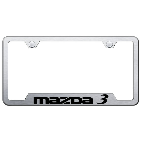 Mazda 3 Laser Etched Logo Cut-Out License Plate Frame (Brushed Chrome)