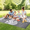 thumbnail image 3 of Ataucjin Large Outdoor Rug,8*12ft Waterproof Plastic Straw Rug, Modern Tropics Palm Leaves Camping Rug for Patio, Reversible Mat for Outside Patio RV Porch Deck Balcony, 3 of 9