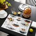 thumbnail image 3 of Navy Geometric Boho Placemats Set of 4, Bohemian Abstract Color Block Placemats for Dining Table, Place Mats for Kitchen Tabletop, Waterproof Wipeable Dining Table Mats Set, 3 of 9