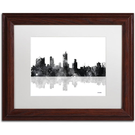 Trademark Fine Art "Fort Worth Texas Skyline BG-1" Canvas Art by Marlene Watson, White Matte, Wood Frame