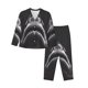 thumbnail image 1 of Balery Black And White Shark Conjunto de Pijama con Estampado para Mujer, Conjunto de Dos Piezas con Manga Larga, Ropa de Dormir Suave con Bolsillos, Pijamas Cómodos-XX-Large, 1 of 7
