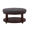 thumbnail image 7 of CQSXDA Large Round Upholstered Tufted Linen Wood Shelf Storage Coffee Table, For Living Room, Dark Gray, 7 of 7