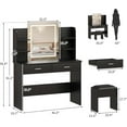 thumbnail image 3 of IDEALHOUSE Black 2-Drawer Dressers, Vanity Desk with Tri-Mode Mirror, 6 Shelves, Charging Station, Modern Makeup Table for Bedroom, 3 of 8