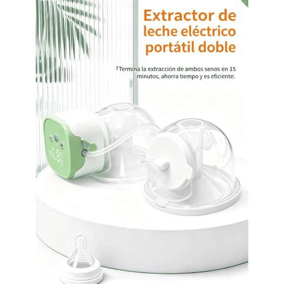 Extractor de Leche Eléctrico Doble Portátil, Manos Libres, Recargable, Silencioso para Lactancia