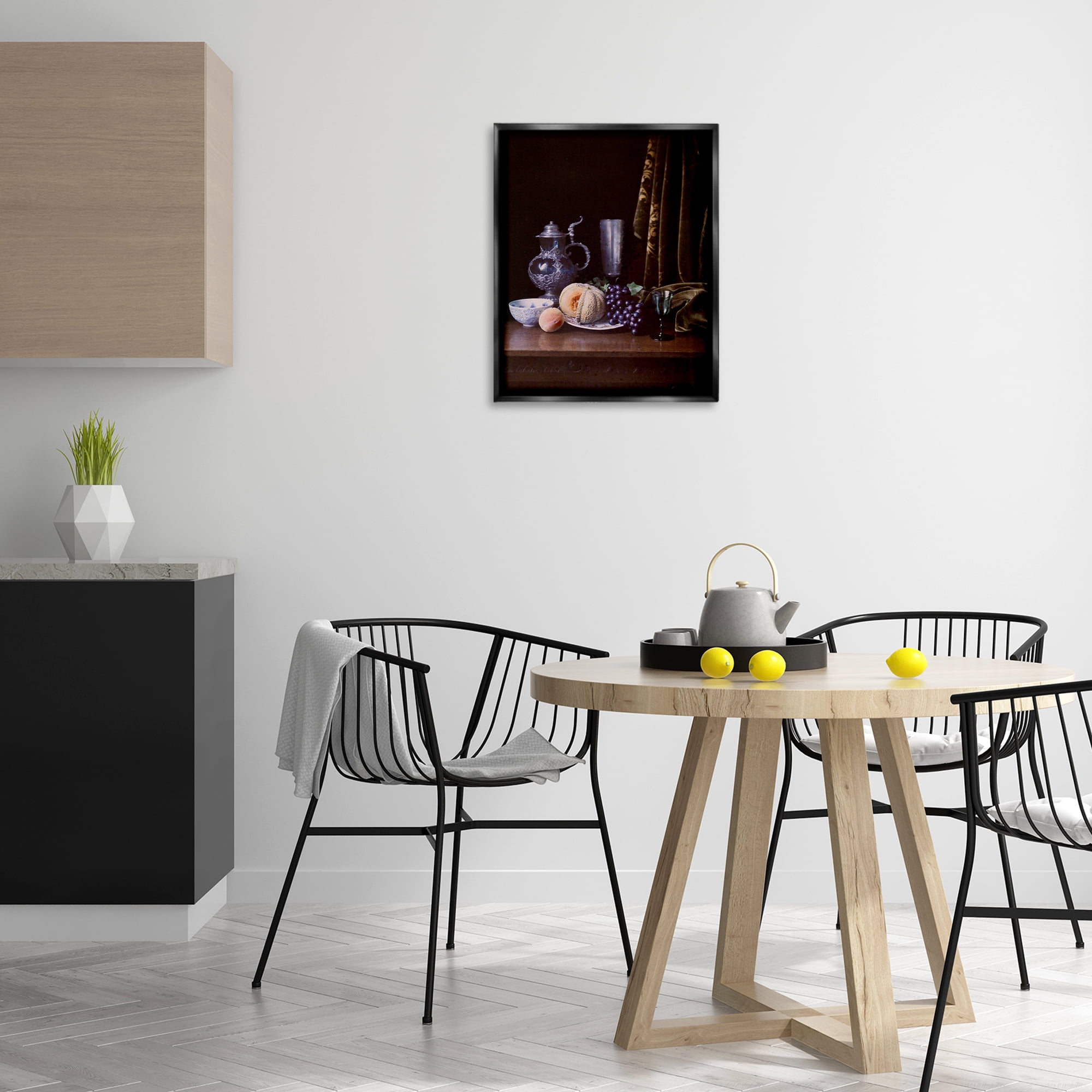 Stupell Industries Vanitas Still Life Food & Beverage Photography Black Floater Framed Canvas Art Print Wall Art, 17 x 21