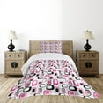thumbnail image 4 of Ambesonne Geometric Quilted Bedspread Set 2 Pcs, Old Fashioned Style, Twin Size, Pink White Black, 4 of 5