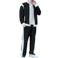 thumbnail image 4 of Kakii Men's Two-Tone Sport Set, Block Track Suit with Zip-Front Jacket & Side Stripe Joggers, Casual Performance Wear, 4 of 9