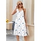 thumbnail image 4 of Vestido Zeagoo 2025 para mujer, cuello en V, sin mangas, línea A, blanco y azul, 4 of 6