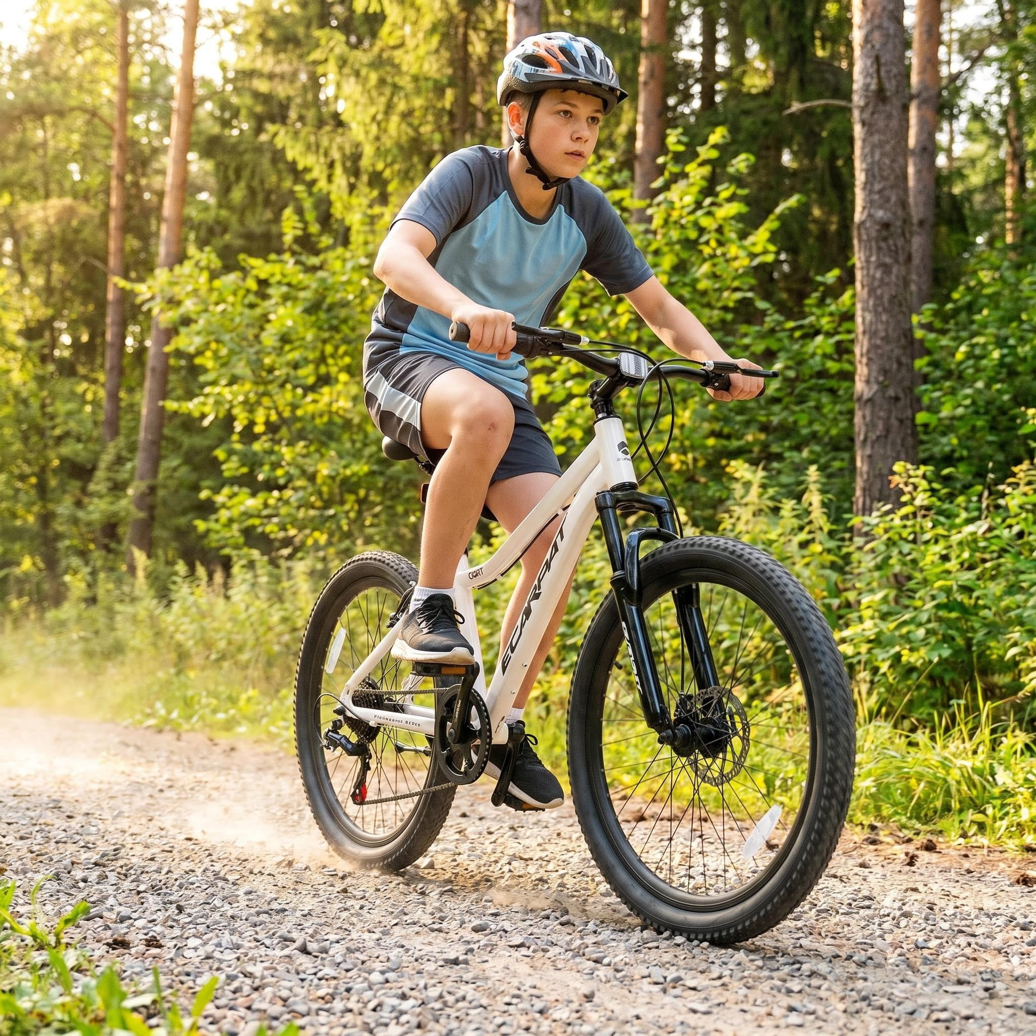 Ambifirner Mountain Bike: 7 Speeds with Disc Brakes Mens Womens Mountain Bike, 24 Inch Front Suspension MTB Bicycle for Outdoor Trail Commuter