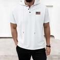 thumbnail image 5 of Men's Solid Color Short Sleeve Button Up Hooded Pullover, Casual Hoodie Top With Hood, Button Closure, Polyester Rayon Cotton Blend, Lightweight Breathable, Daily Wear | Zenithor,White XL, 5 of 5
