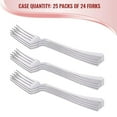 thumbnail image 4 of Smarty 6.75" Shiny Metallic Groove Silver Plastic Forks 600ct, 4 of 6
