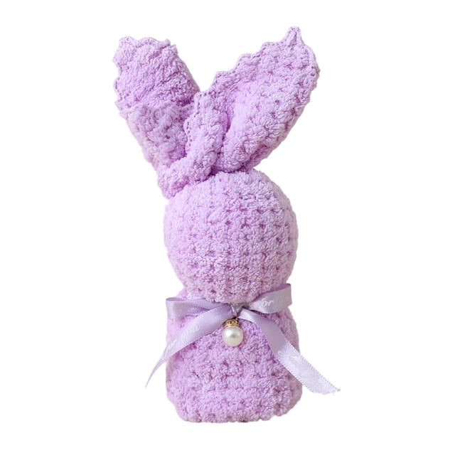 Tauxra Soft Cute Rabbit Shape Absorbent Fiber Bath Towel With Beads 29.5x13.8 Inches For Kids Party Favors