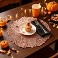 thumbnail image 6 of SLYNSHome Halloween Table Decor Round Lace Placemats,Rose Gold PVC Hollow Out Heat Resistant Non-Slip Table Mats, Waterproof Oil Proof Washable Dining Party Supplies, 6 of 6