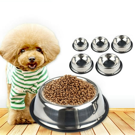 Stainless Steel Pet Bowls with Non Slip Rubber Bottom for Dogs and Cats - Feeder Dish for Food and