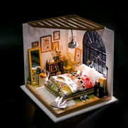 DIY Wooden Hut Cabin Miniature Furniture Handmade House Model Assembling Art Flower Room Gift