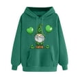 thumbnail image 3 of VBTAPA 2025 St. Patrick's Day Womens Graphic Hoodies Irish Shamrock Print Hooded Sweatshirt Lucky Clover Long Sleeve Drawstring Pullover Tops Army Green M, 3 of 6