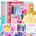 thumbnail image 1 of Armario de Muñecas Estilo Brillante con Ropa y Accesorios 70 Piezas, 1 of 7