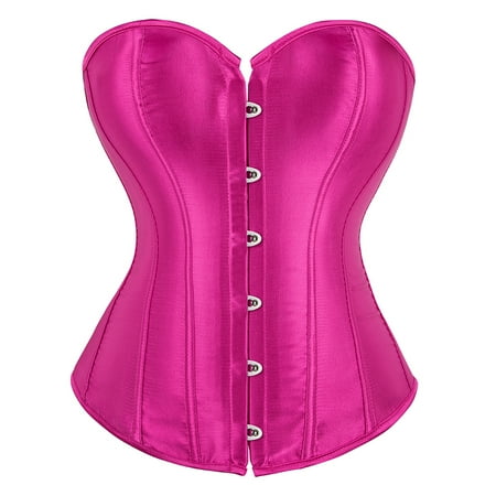 Corset Top For Women Bustier Lingerie for Women Stain Overbust Vintage Waist Cincher Rose L